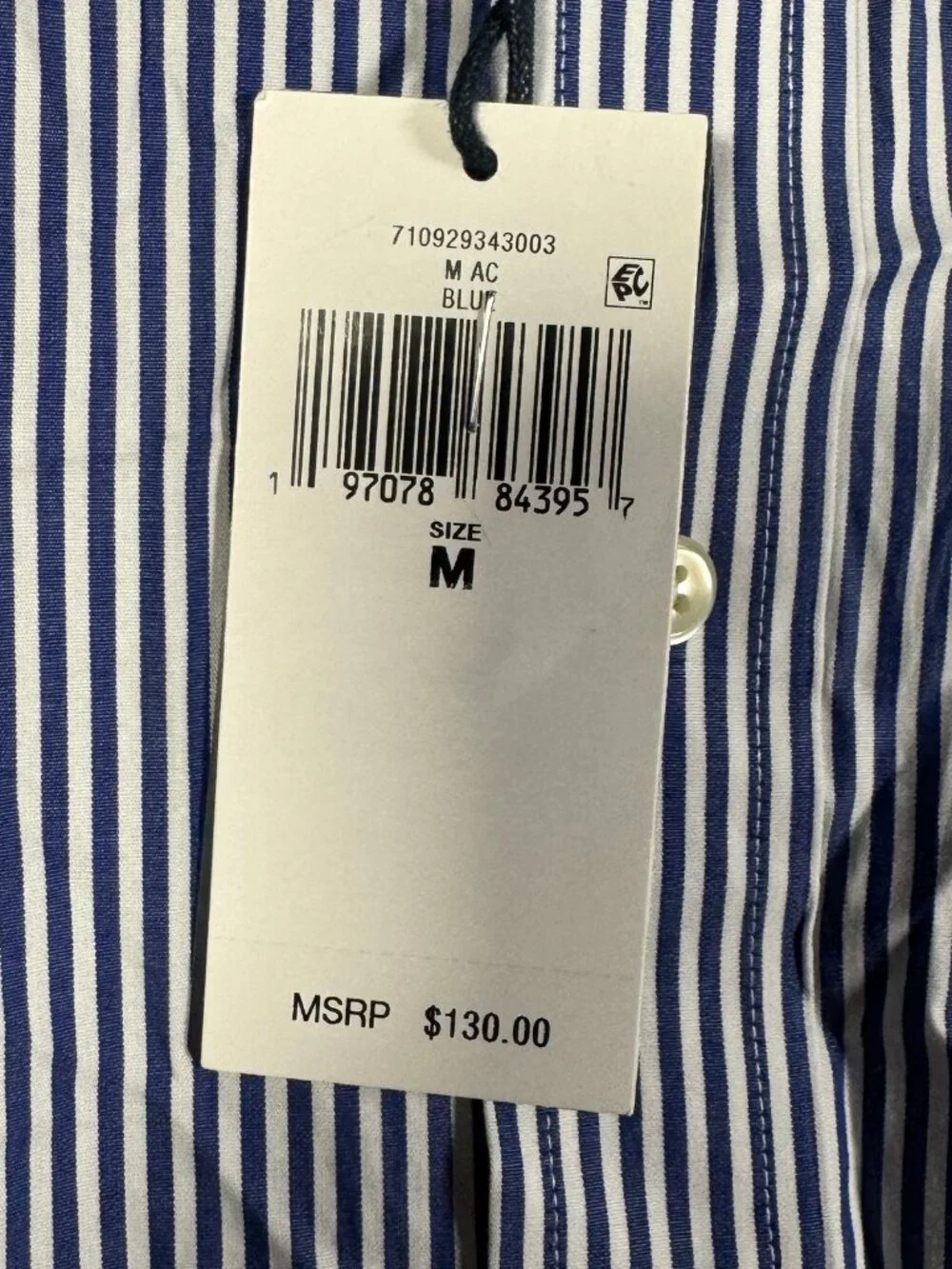 Polo Ralph Lauren Dress Shirt Mens S 15 Blue White Striped Classic Fit $130